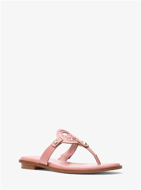 michael michael kors aubrey cutout leather t-strap sandal|Aubrey Cutout Leather T.